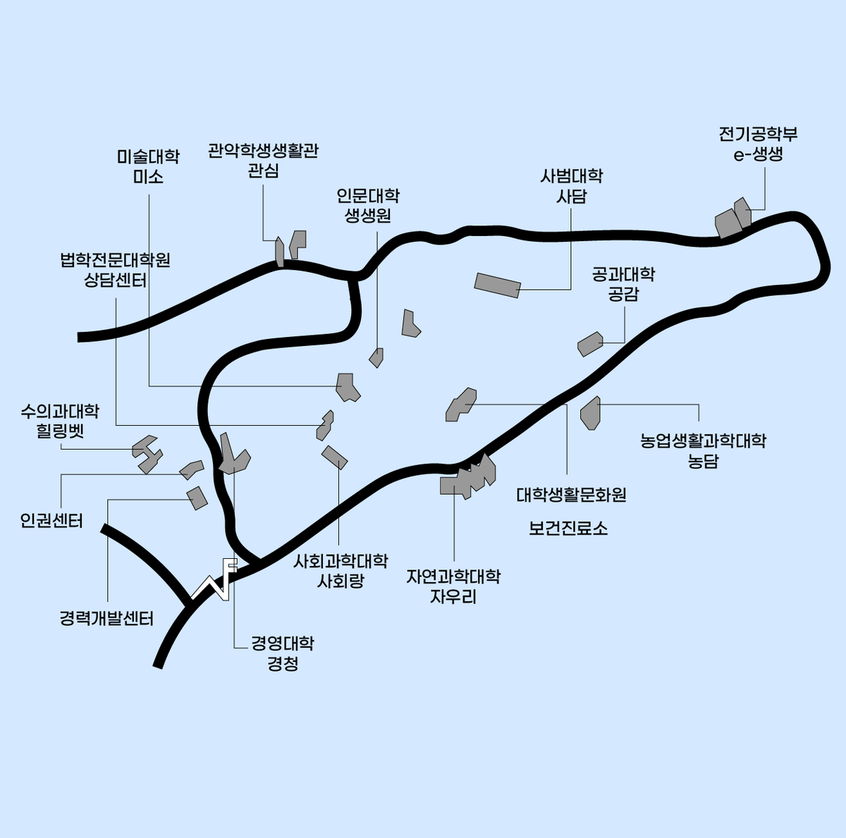 ▲관악캠퍼스 내 카지노상담 시설 위치.