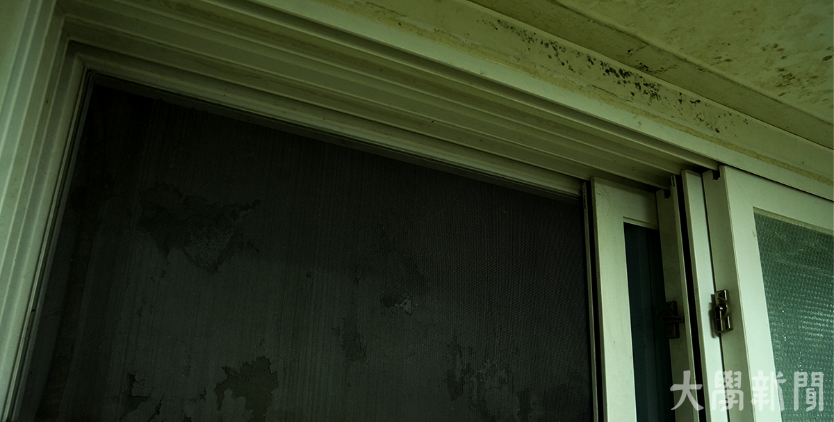 ▲콘크리트 벽에 둘러싸인 창문.